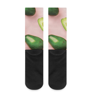 Avocado Cut In Half Pattern Print Crew Socks