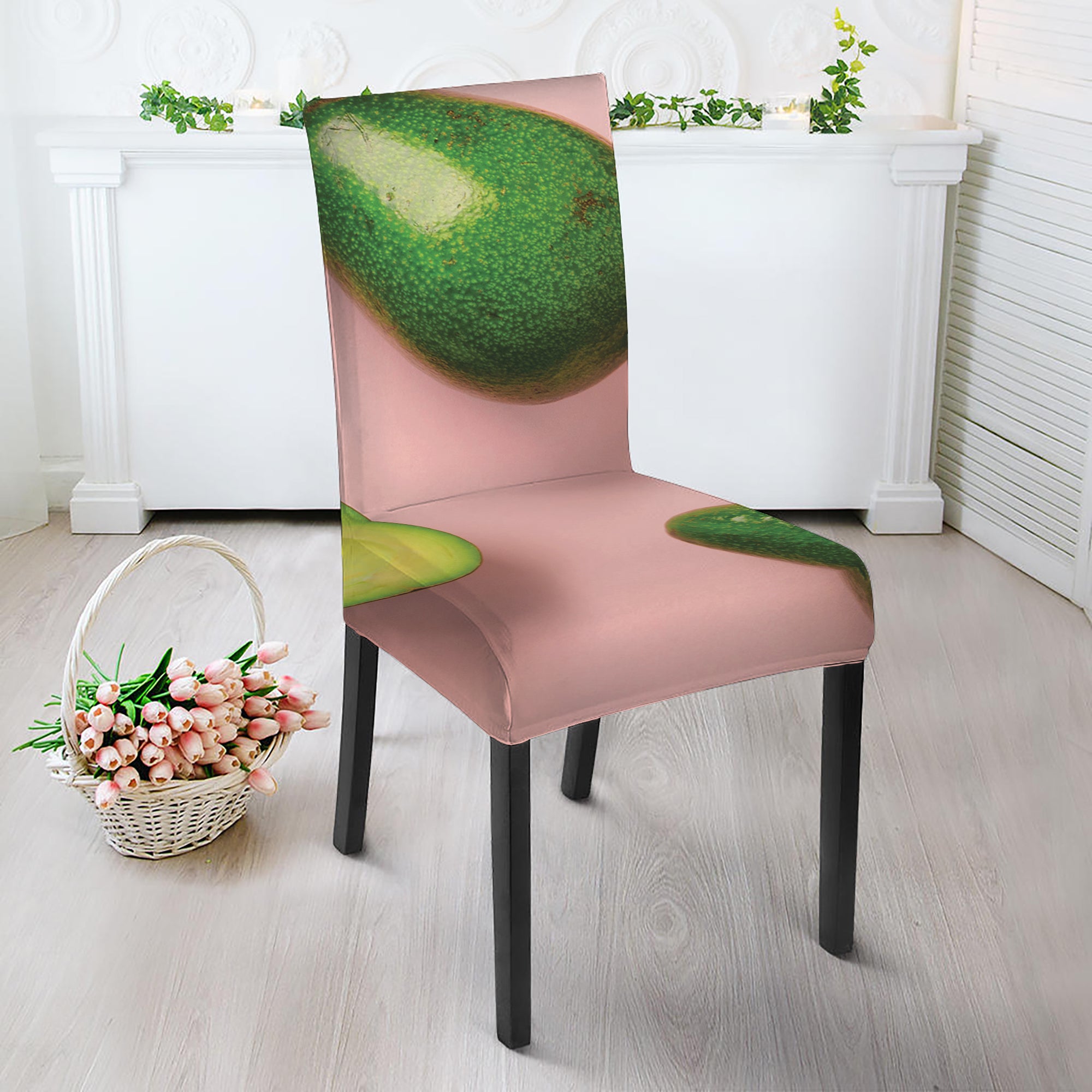 Avocado Cut In Half Pattern Print Dining Chair Slipcover