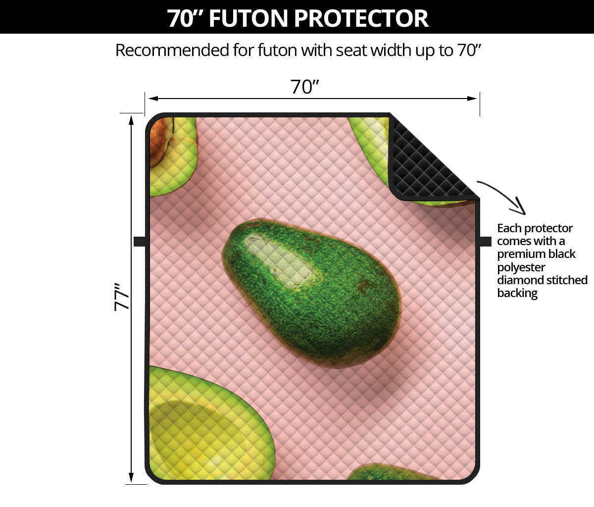 Avocado Cut In Half Pattern Print Futon Protector