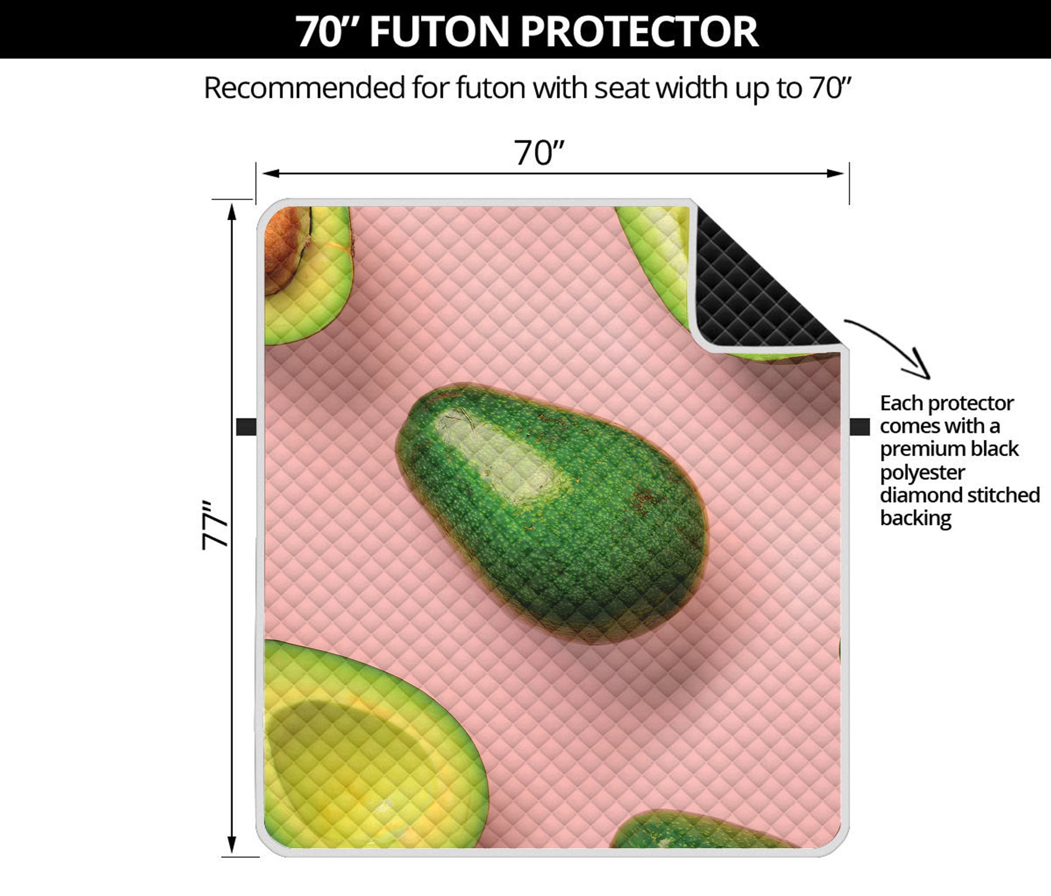 Avocado Cut In Half Pattern Print Futon Protector