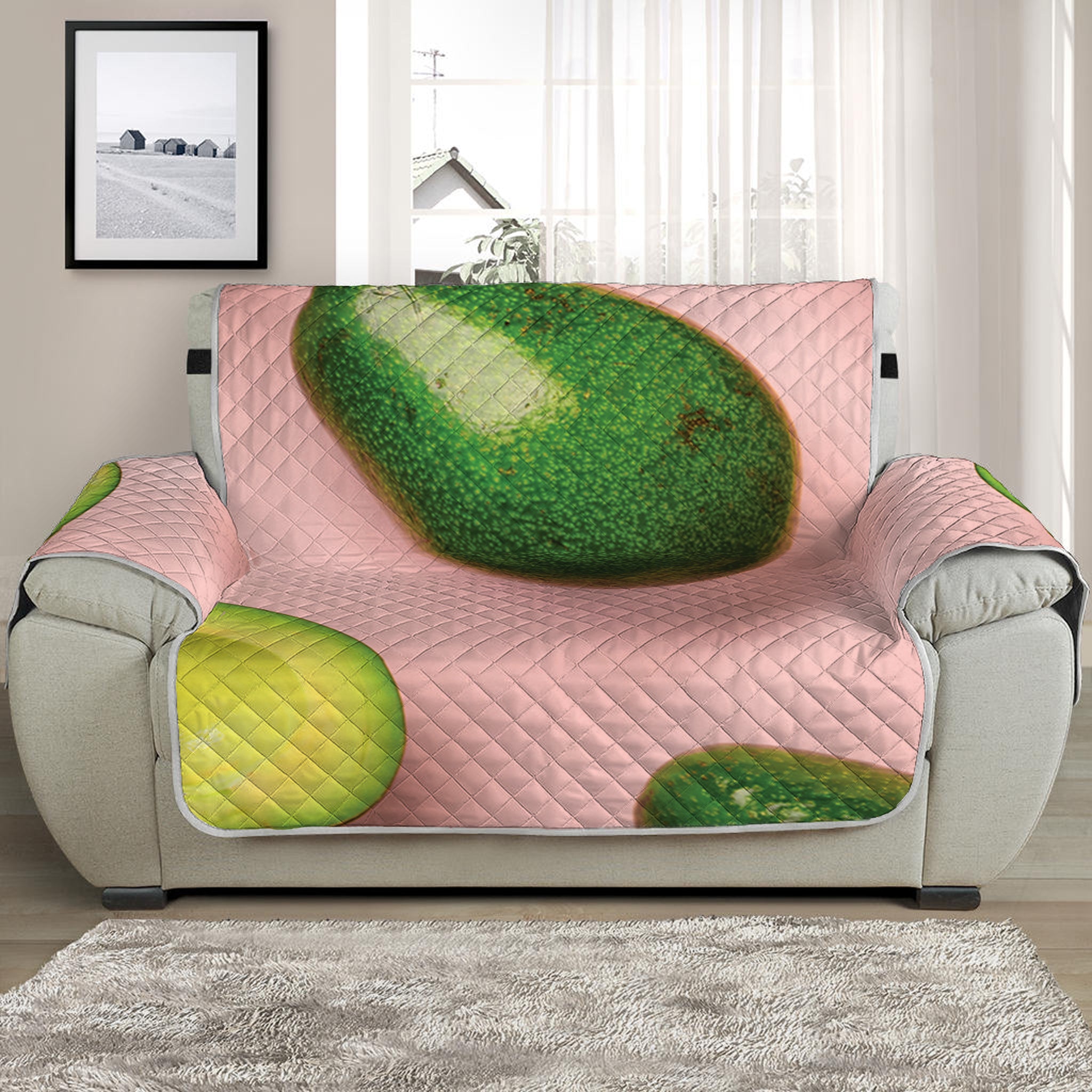 Avocado Cut In Half Pattern Print Half Sofa Protector