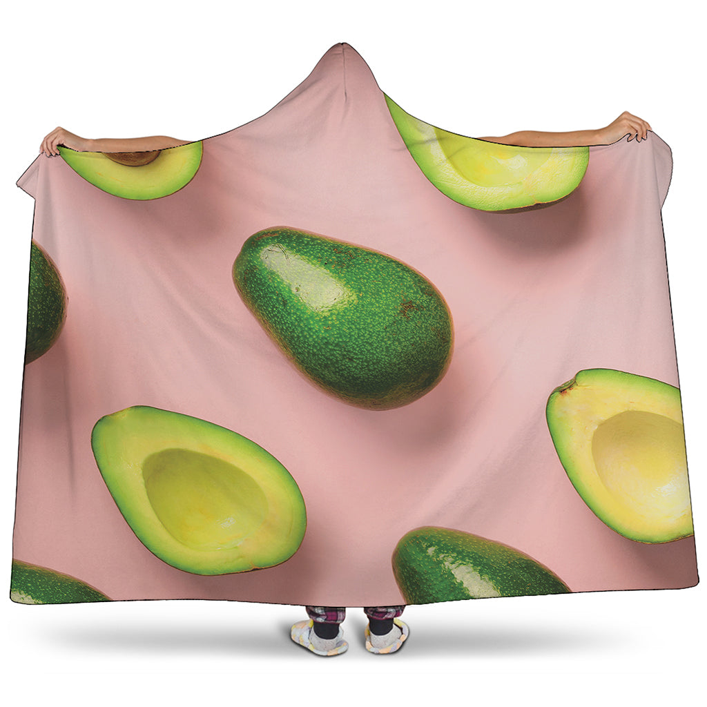 Avocado Cut In Half Pattern Print Hooded Blanket