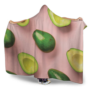 Avocado Cut In Half Pattern Print Hooded Blanket