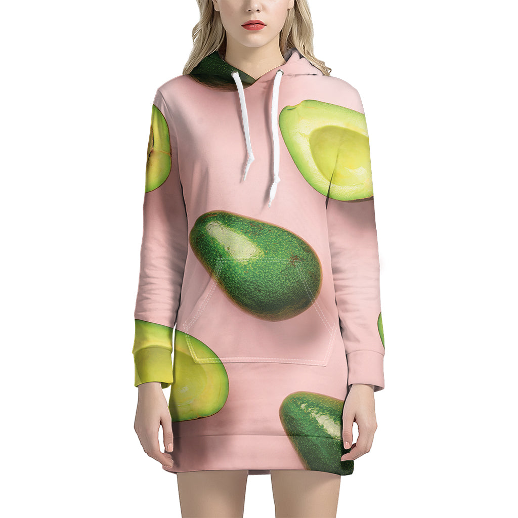 Avocado Cut In Half Pattern Print Hoodie Dress