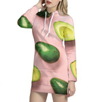 Avocado Cut In Half Pattern Print Hoodie Dress