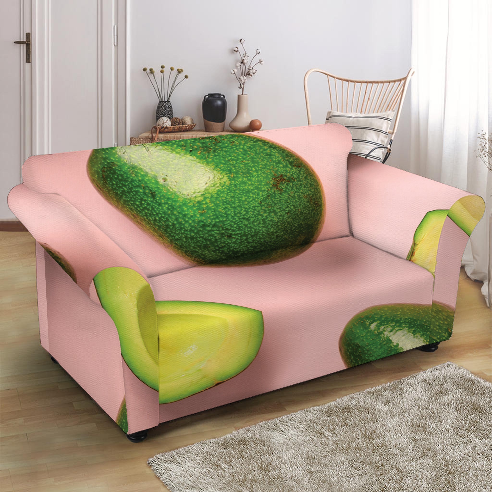 Avocado Cut In Half Pattern Print Loveseat Slipcover