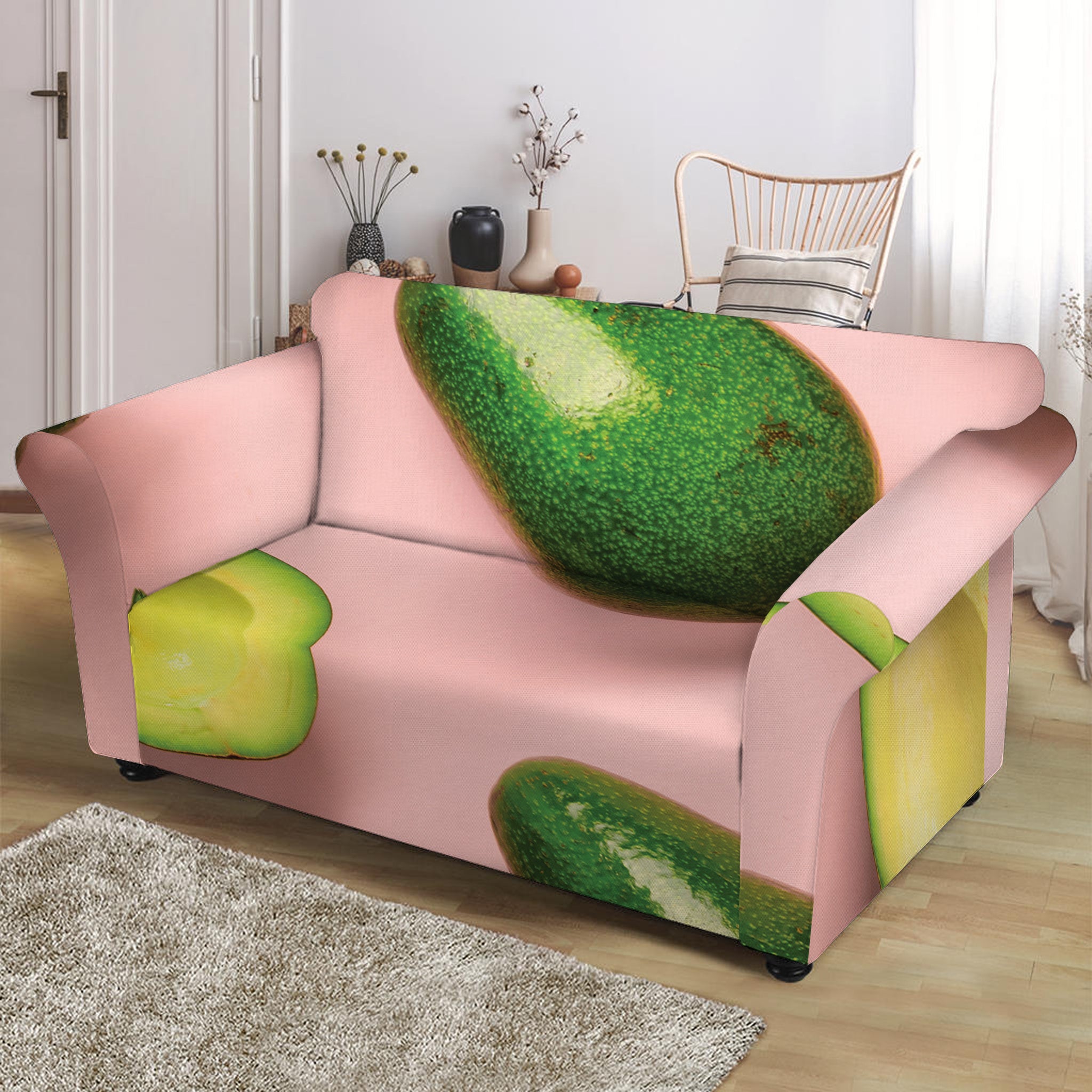 Avocado Cut In Half Pattern Print Loveseat Slipcover