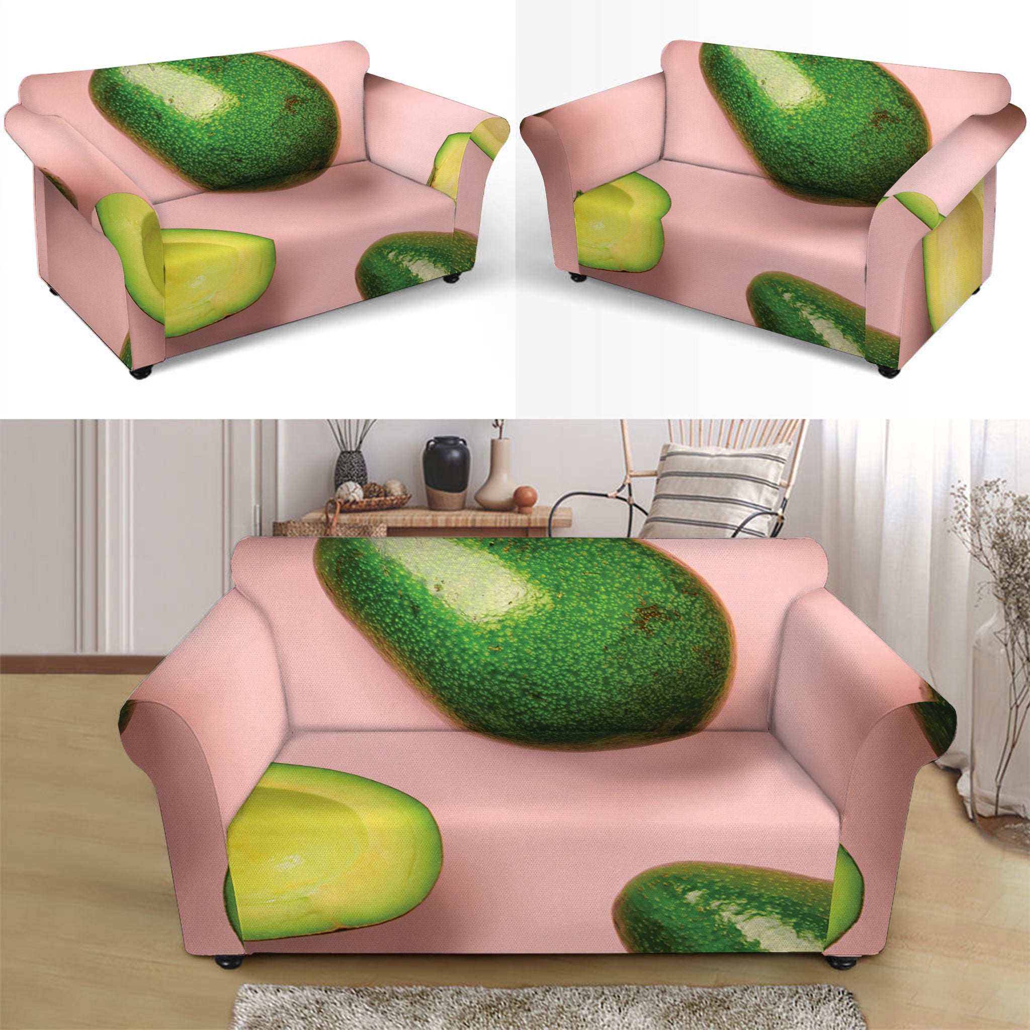 Avocado Cut In Half Pattern Print Loveseat Slipcover