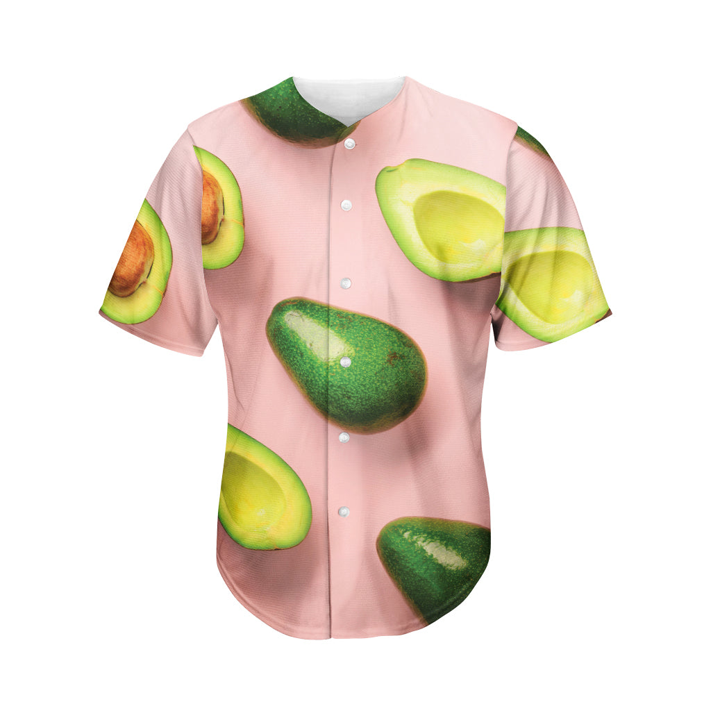 Avocado Cut In Half Pattern Print Men's Baseball Jersey