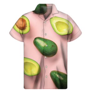 Avocado Cut In Half Pattern Print Men's Short Sleeve Shirt