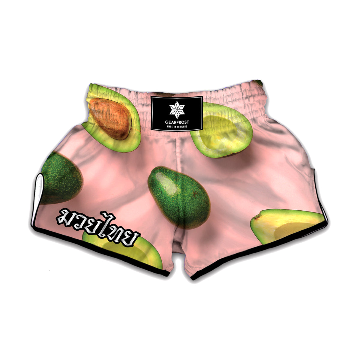 Avocado Cut In Half Pattern Print Muay Thai Boxing Shorts