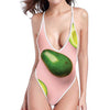 Avocado Cut In Half Pattern Print One Piece High Cut Swimsuit