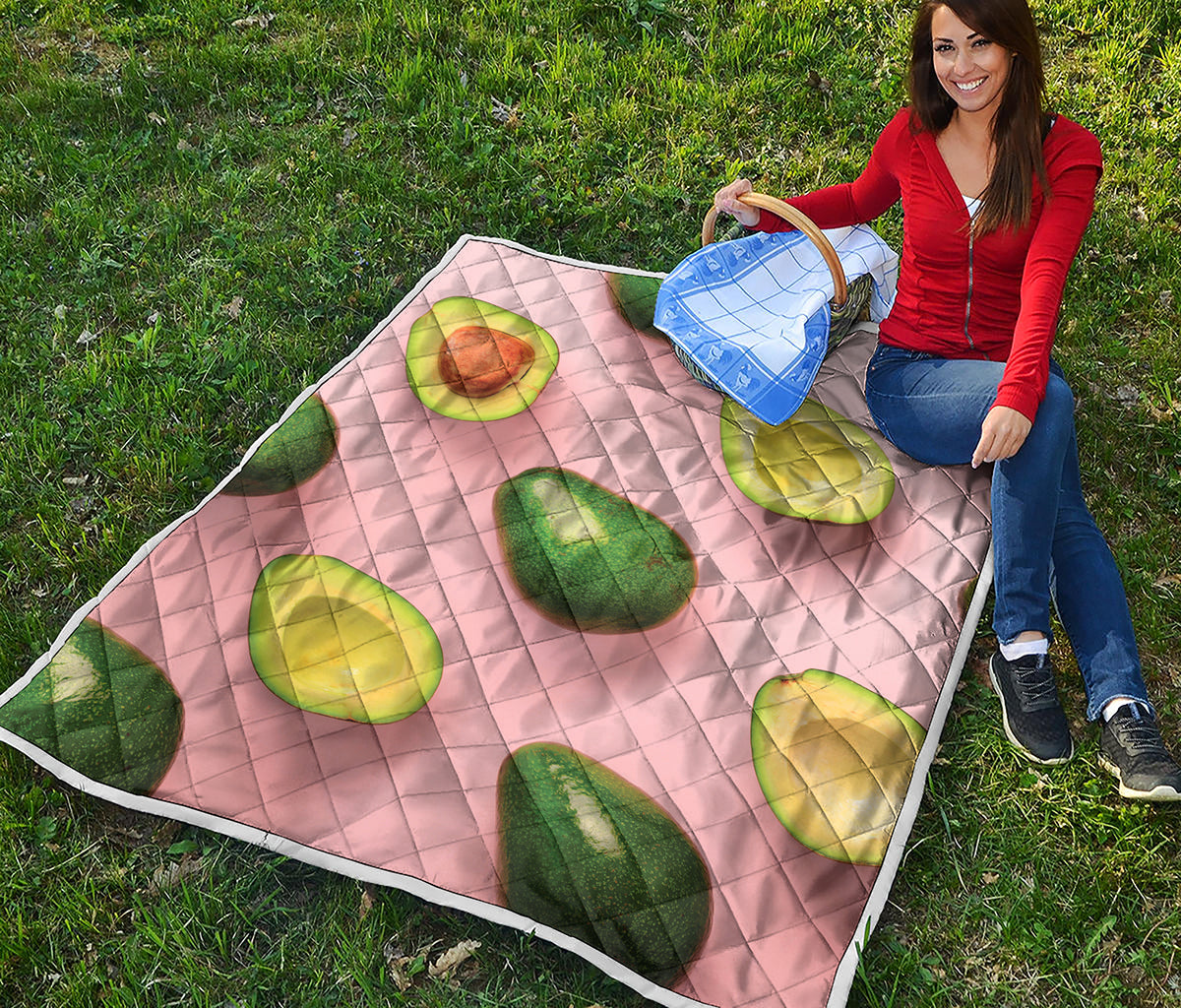 Avocado Cut In Half Pattern Print Quilt