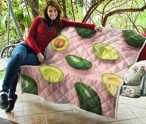 Avocado Cut In Half Pattern Print Quilt