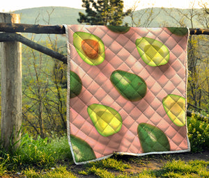 Avocado Cut In Half Pattern Print Quilt