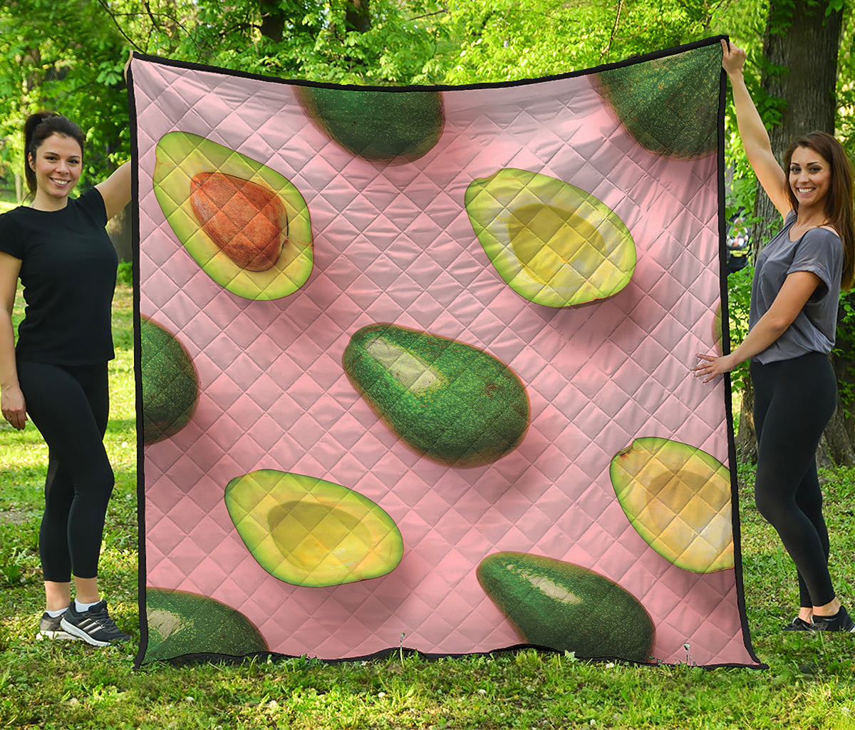 Avocado Cut In Half Pattern Print Quilt