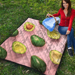 Avocado Cut In Half Pattern Print Quilt