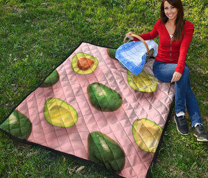 Avocado Cut In Half Pattern Print Quilt