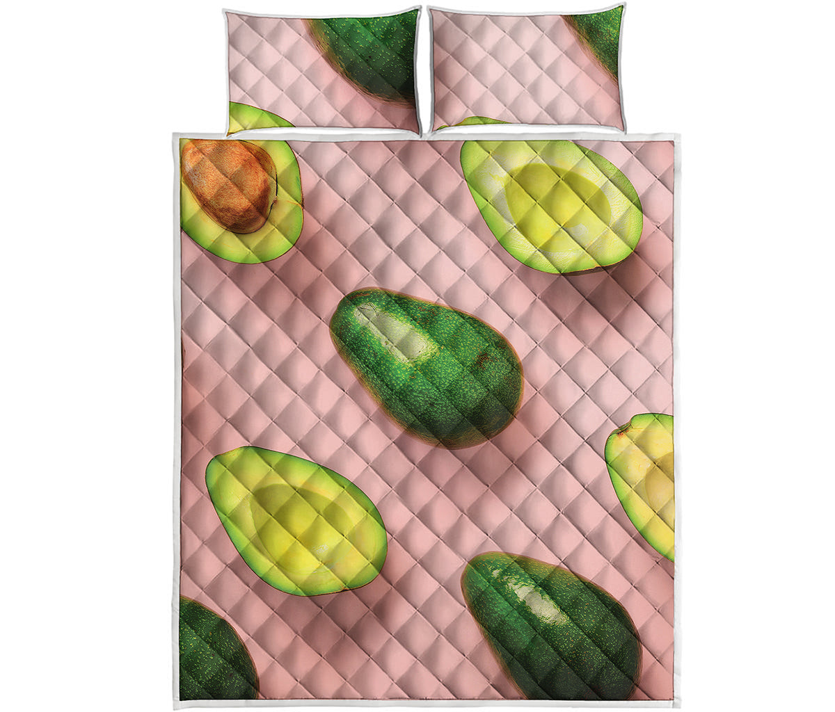 Avocado Cut In Half Pattern Print Quilt Bed Set