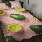 Avocado Cut In Half Pattern Print Quilt Bed Set