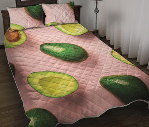 Avocado Cut In Half Pattern Print Quilt Bed Set