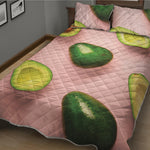 Avocado Cut In Half Pattern Print Quilt Bed Set