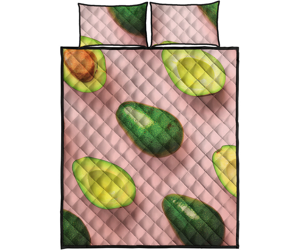 Avocado Cut In Half Pattern Print Quilt Bed Set