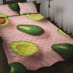 Avocado Cut In Half Pattern Print Quilt Bed Set