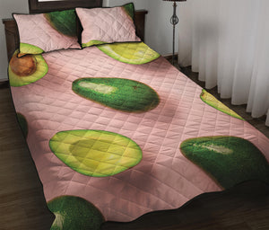 Avocado Cut In Half Pattern Print Quilt Bed Set