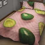 Avocado Cut In Half Pattern Print Quilt Bed Set