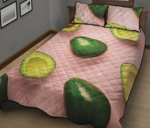 Avocado Cut In Half Pattern Print Quilt Bed Set