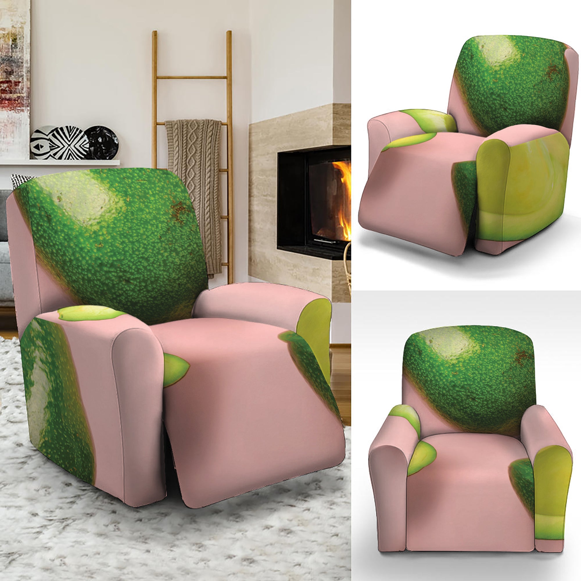 Avocado Cut In Half Pattern Print Recliner Slipcover