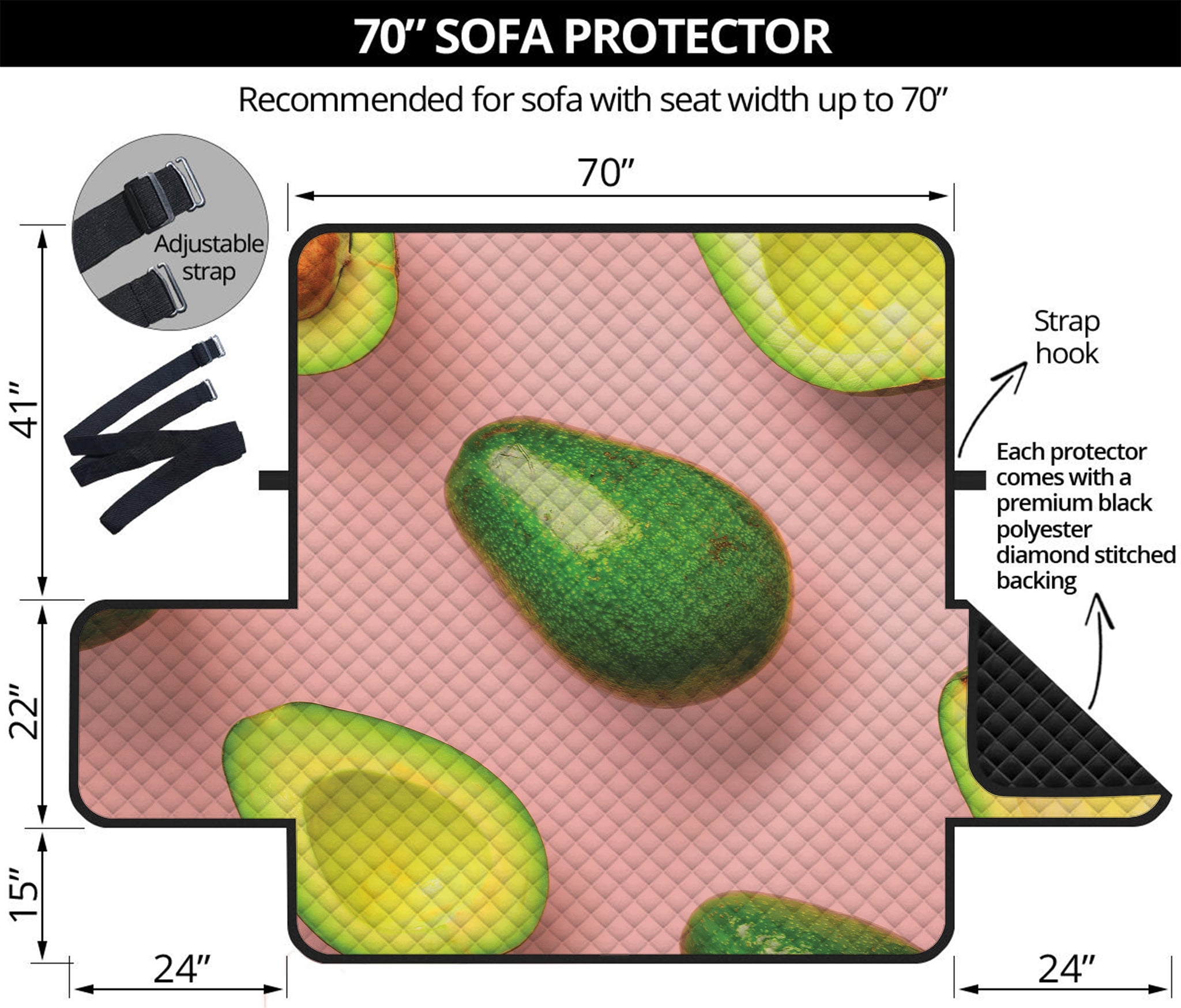 Avocado Cut In Half Pattern Print Sofa Protector