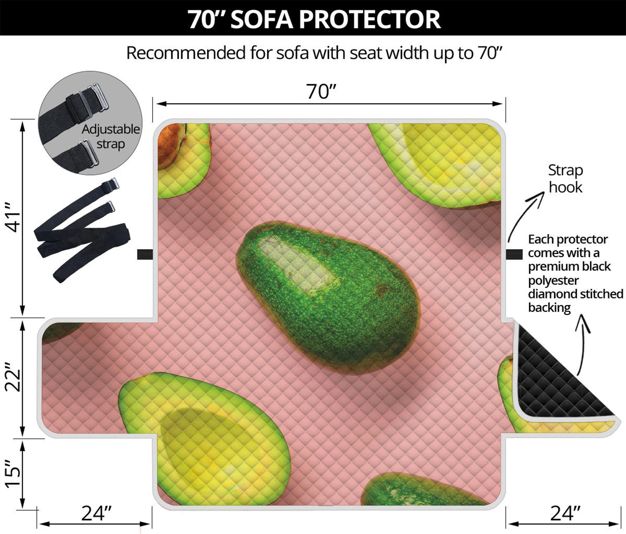 Avocado Cut In Half Pattern Print Sofa Protector