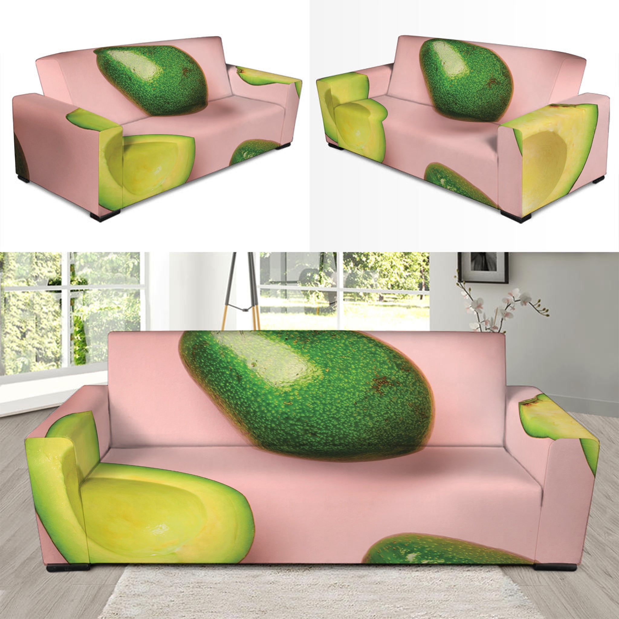 Avocado Cut In Half Pattern Print Sofa Slipcover