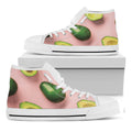 Avocado Cut In Half Pattern Print White High Top Sneakers