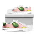 Avocado Cut In Half Pattern Print White Low Top Sneakers