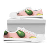 Avocado Cut In Half Pattern Print White Low Top Shoes