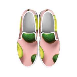 Avocado Cut In Half Pattern Print White Slip On Shoes