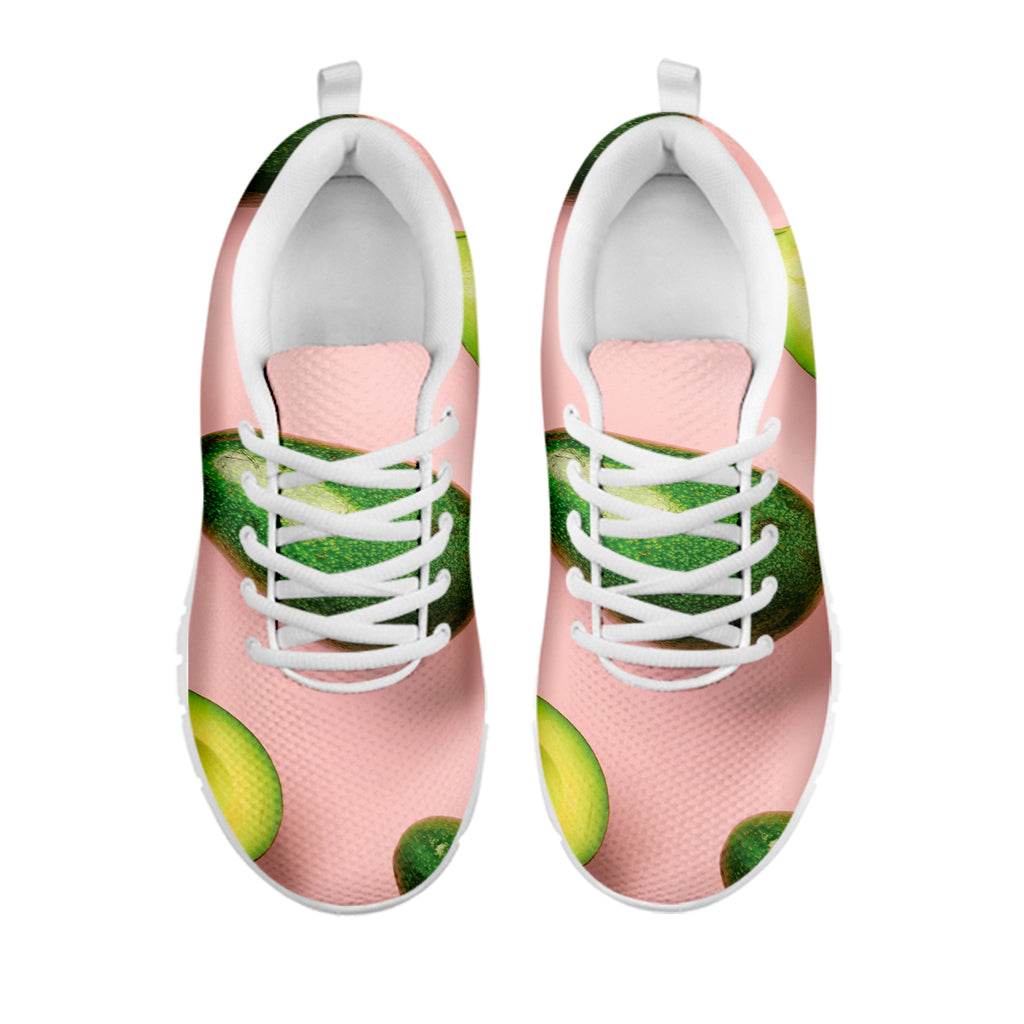 Avocado Cut In Half Pattern Print White Sneakers