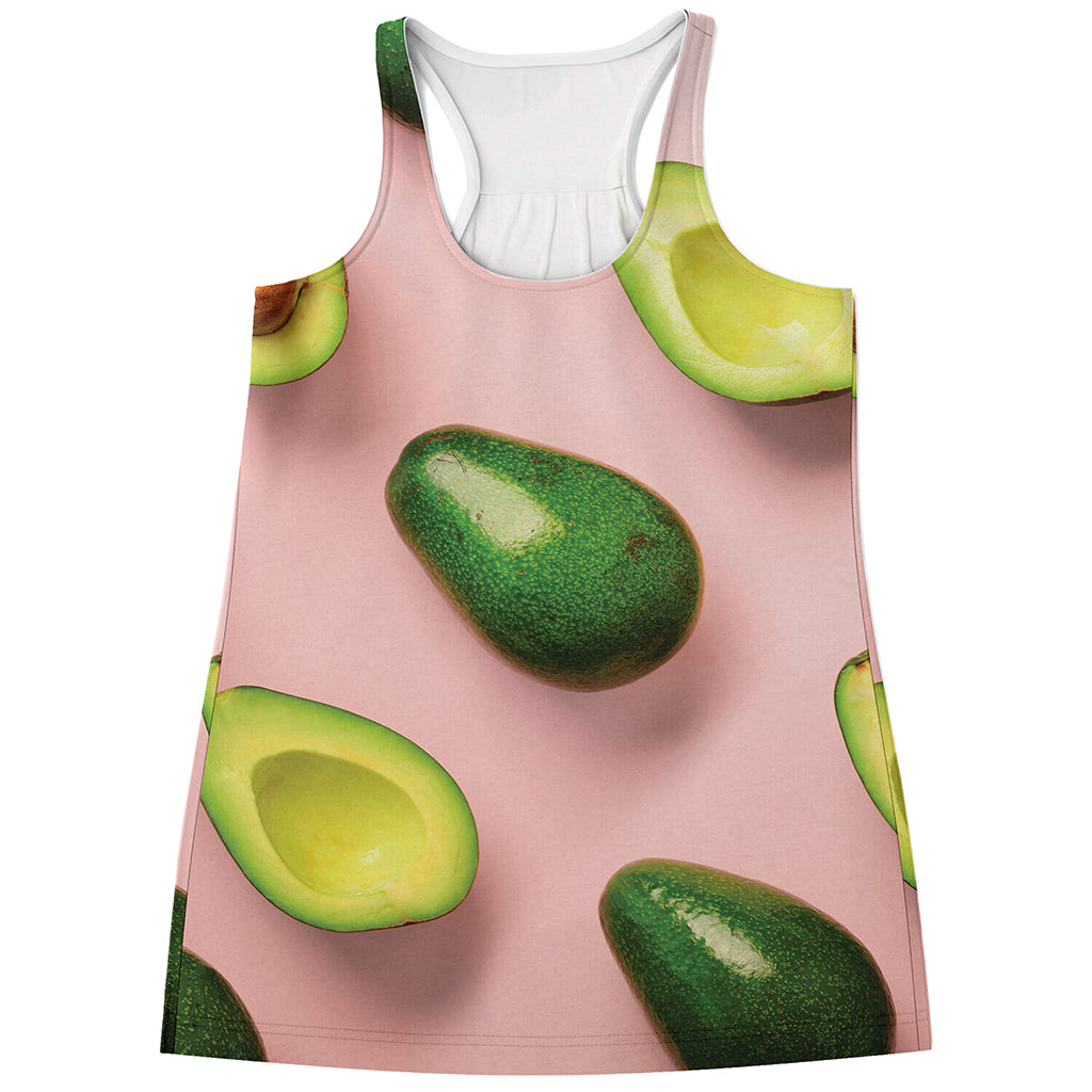 Avocado Cut In Half Pattern Print Women's Racerback Tank Top