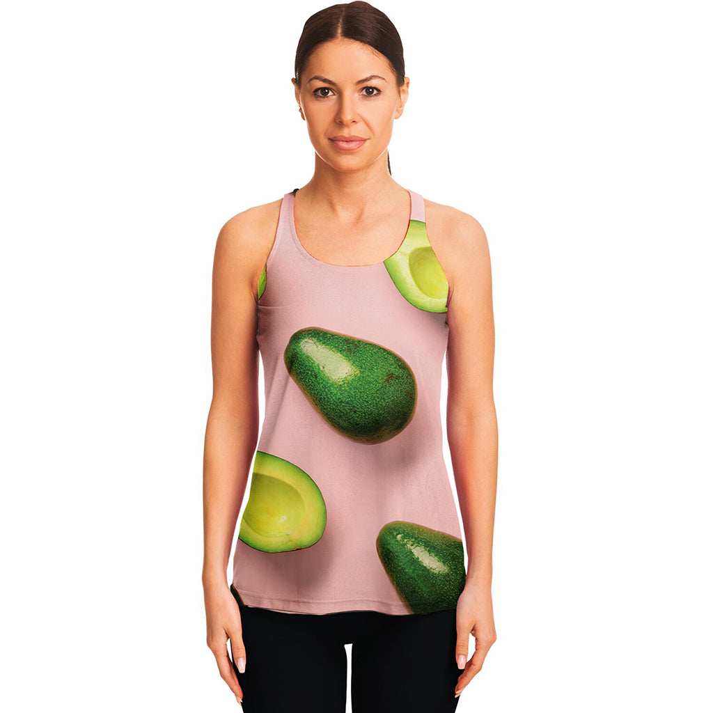 Avocado Cut In Half Pattern Print Women's Racerback Tank Top