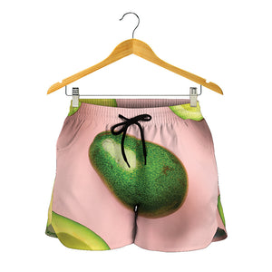 Avocado Cut In Half Pattern Print Women's Shorts