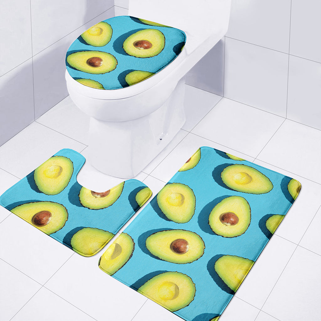 Avocado Cut In Half Print 3 Piece Bath Mat Set