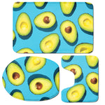 Avocado Cut In Half Print 3 Piece Bath Mat Set