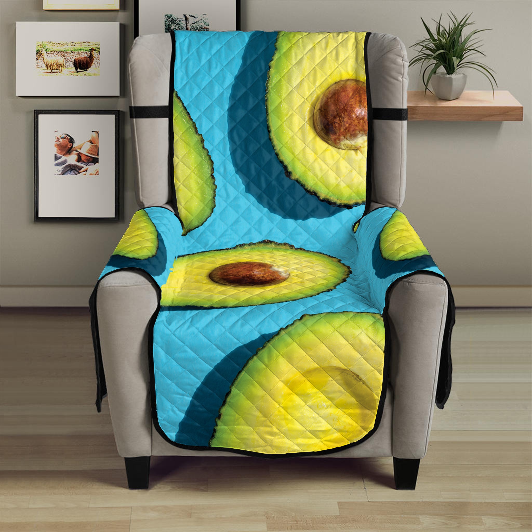 Avocado Cut In Half Print Armchair Protector