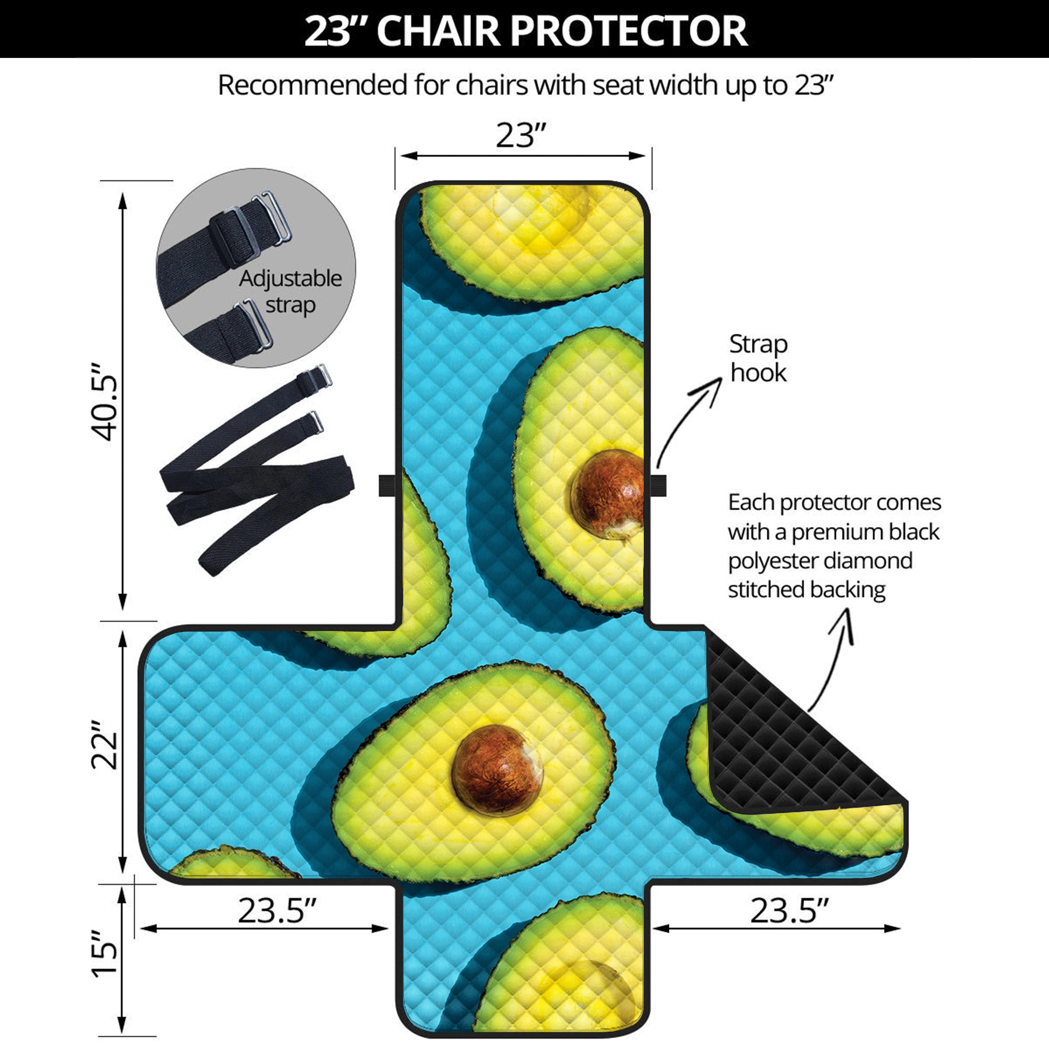 Avocado Cut In Half Print Armchair Protector