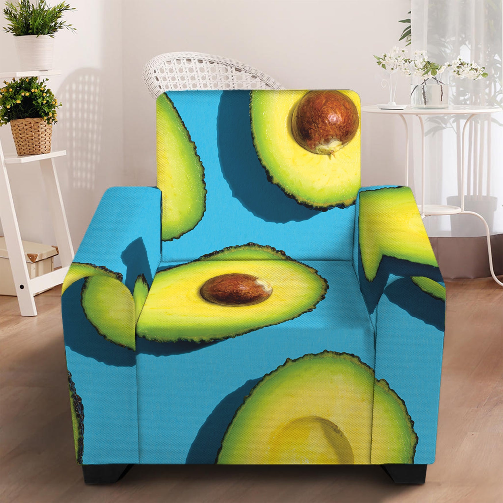 Avocado Cut In Half Print Armchair Slipcover