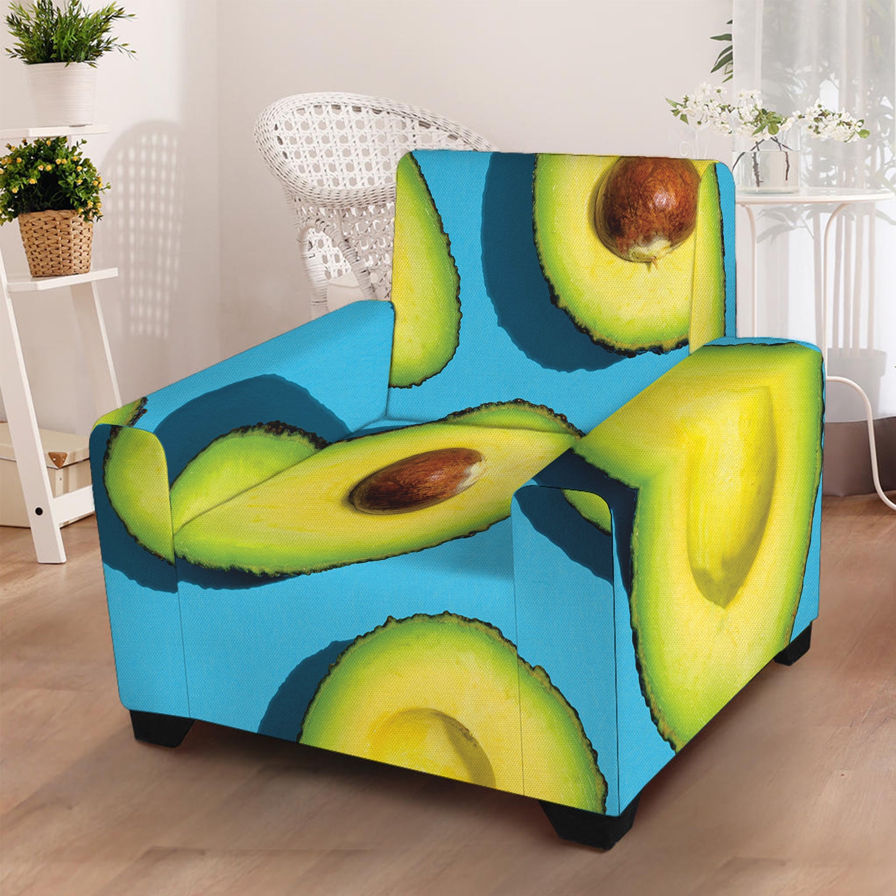 Avocado Cut In Half Print Armchair Slipcover