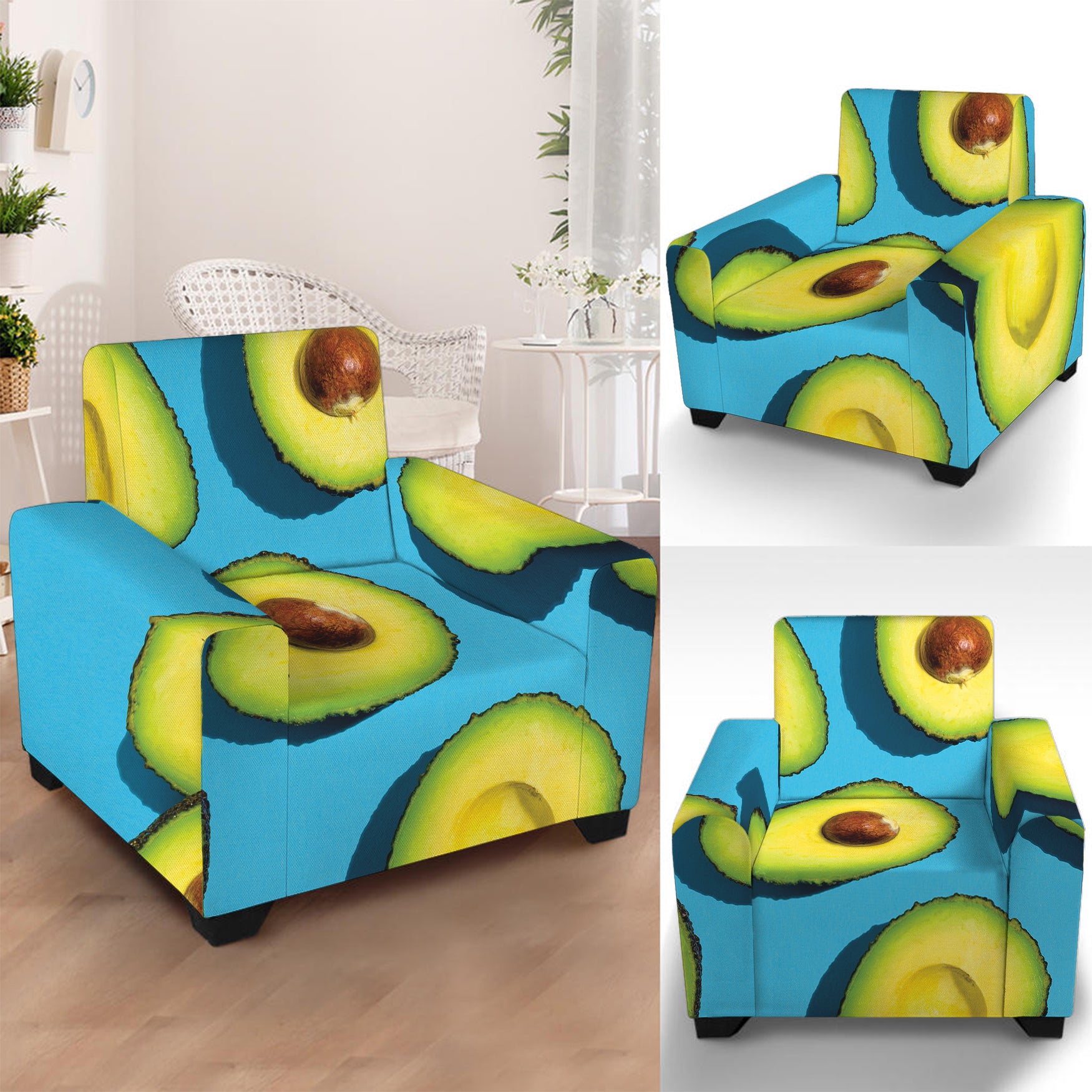 Avocado Cut In Half Print Armchair Slipcover